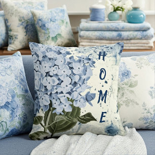 Custom blue hydrangea throw pillow
