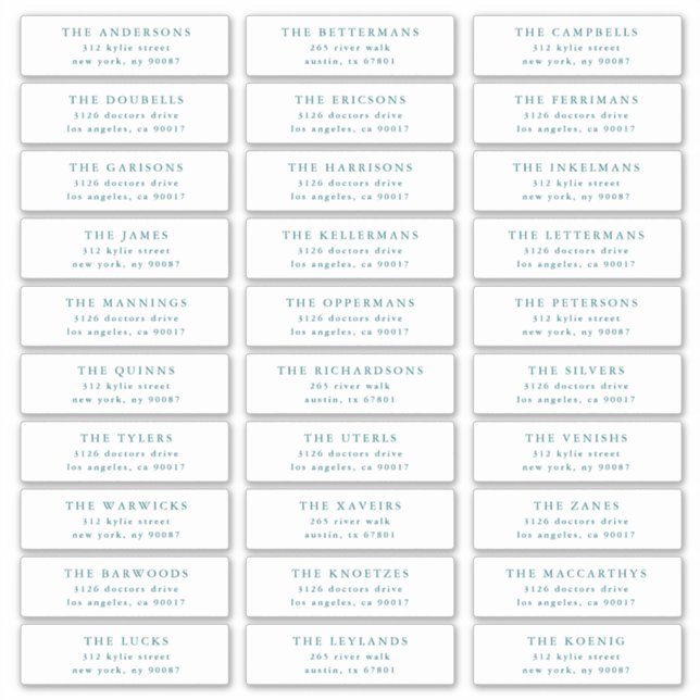 Custom Blue Individual Editable Address Stickers (Front)