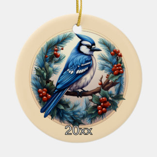 Custom Blue Jay Christmas Ornament