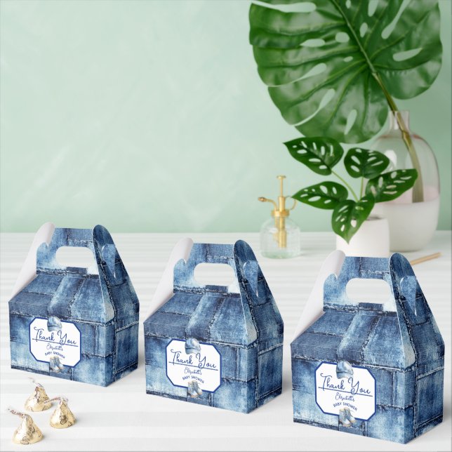 Custom Blue Jean Baby Denim Themed Baby Shower Favor Boxes (Multiple)