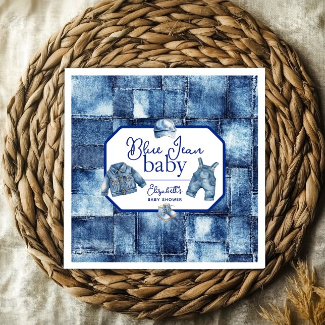 Custom Blue Jean Baby Denim Themed Baby Shower Napkins (Custom Blue Jean Baby Denim Themed Baby Shower Napkins)
