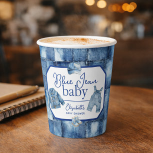 Custom Blue Jean Baby Denim Themed Baby Shower Paper Cups