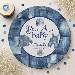 Custom Blue Jean Baby Denim Themed Baby Shower Paper Plates