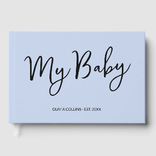 Custom Blue Keepsake Script Baby Book for Mother