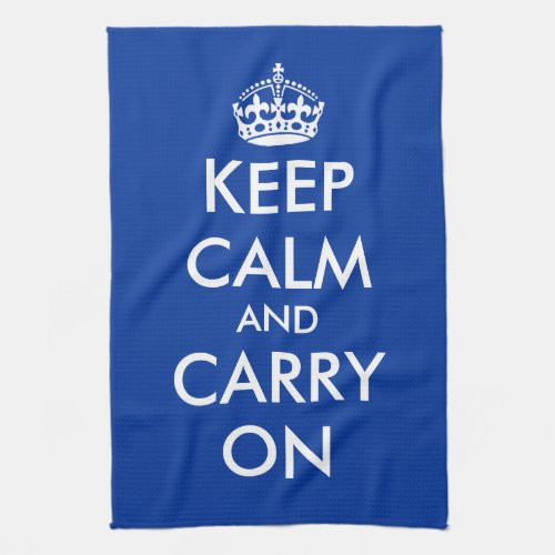 Custom blue kitchen towel  Keep calm and carry on