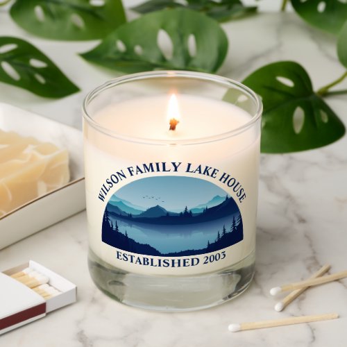 Custom Blue Lake House Established Date Scented Candle
