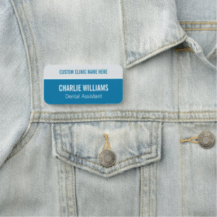 Custom Blue Large Dental Clinic Employee Name Tag