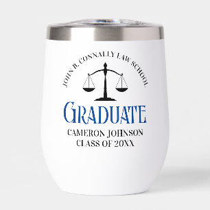 Custom Blue Law School Graduation Commemorative Thermal Wine Tumbler
