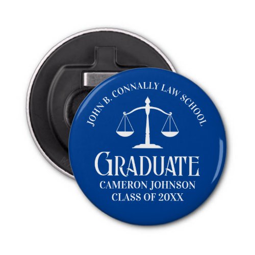 Custom Blue Law School Graduation Keepsake Bottle Opener