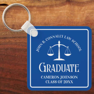 Custom Blue Law School Graduation Keepsake Keychain