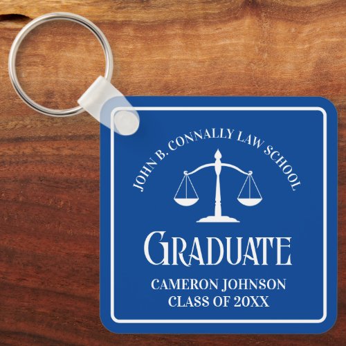Custom Blue Law School Graduation Keepsake Keychain