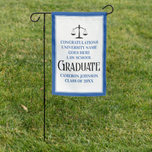Custom Blue Law School Graduation Party Garden Flag