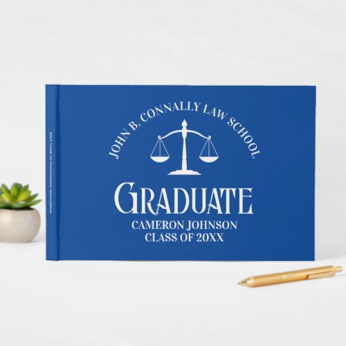 Custom Blue Law School Graduation Party Guest Book