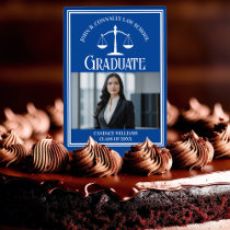 Custom Blue Law School Graduation Photo Party Cake Topper
