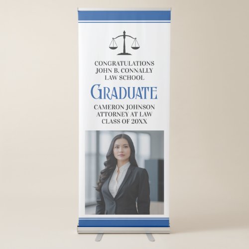Custom Blue Law School Photo Graduation Party Retractable Banner