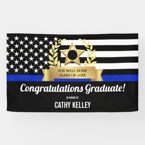 Custom Blue Line Police Academy Graduation Party  Banner