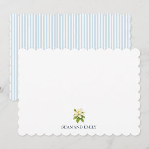 Custom Blue Magnolia Flower Logo Thank You Card