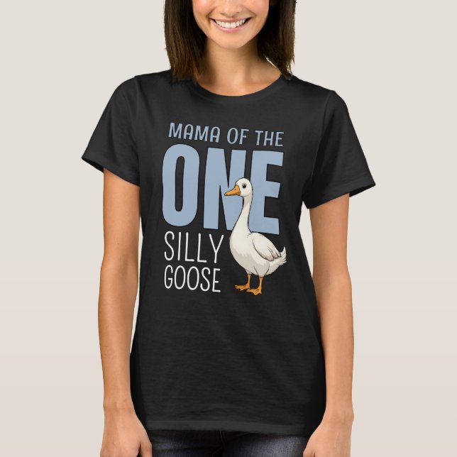 Custom Blue Mama of the One Silly Goose Birthday T-Shirt (Front)
