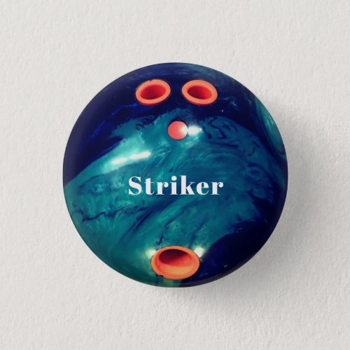 Custom Blue Marble Bowling Ball Button