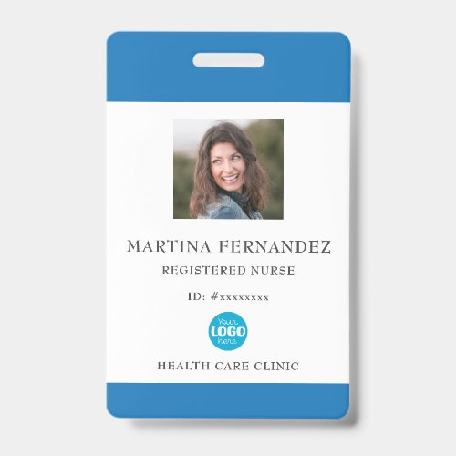 Custom Blue Medical Hospital Employee Photo Badge