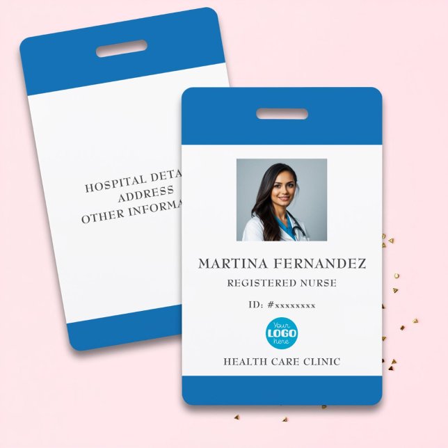 Custom Blue Medical Hospital Employee Photo Badge (Creator Uploaded)