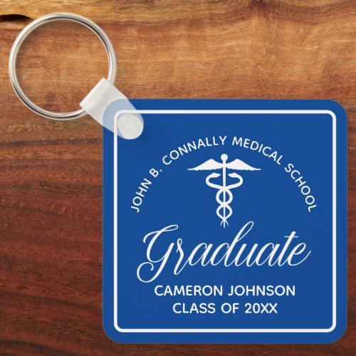 Custom Blue Medical School Graduation Keepsake Keychain
