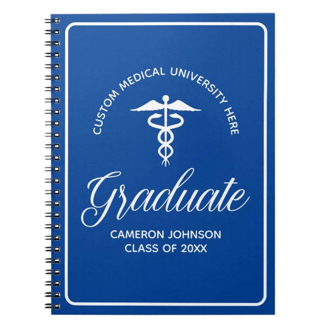 Custom Blue Medical School Graduation Keepsake Notebook (Front)