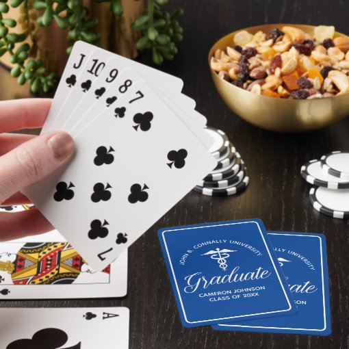 Custom Blue Medical School Graduation Keepsake Poker Cards 