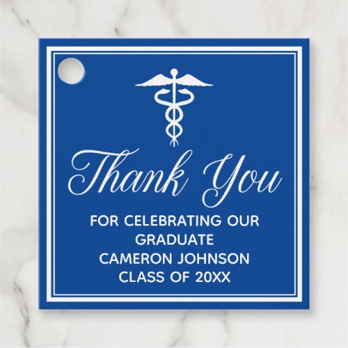 Custom Blue Medical School Graduation Party Favor Tags