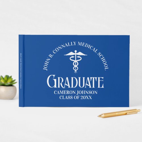 Custom Blue Medical School Graduation Party Guest Book