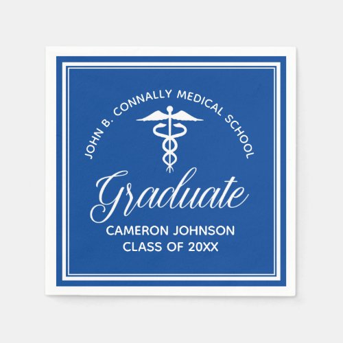 Custom Blue Medical School Graduation Party Napkins