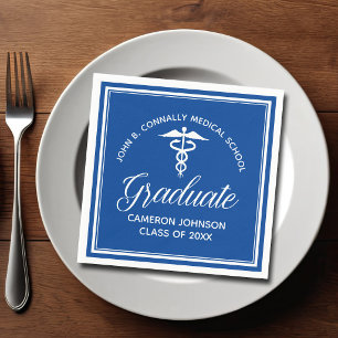 Custom Blue Medical School Graduation Party Napkins
