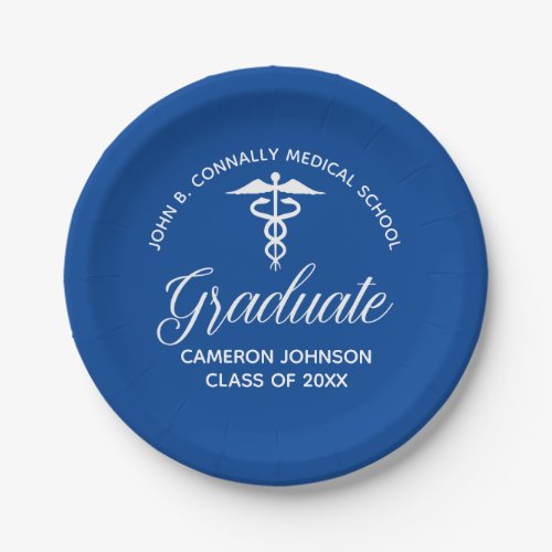 Custom Blue Medical School Graduation Party Paper Plates