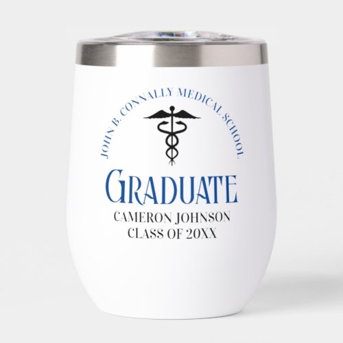 Custom Blue Medical School Graduation Party Thermal Wine Tumbler