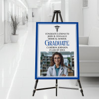Custom Blue Medical School Graduation Photo