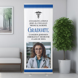 Custom Blue Medical School Graduation Photo Retractable Banner