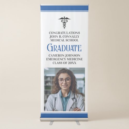 Custom Blue Medical School Graduation Photo Retractable Banner