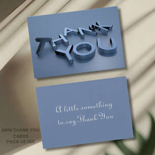 Custom Blue Mini Flat Thank You Cards Pack of 100