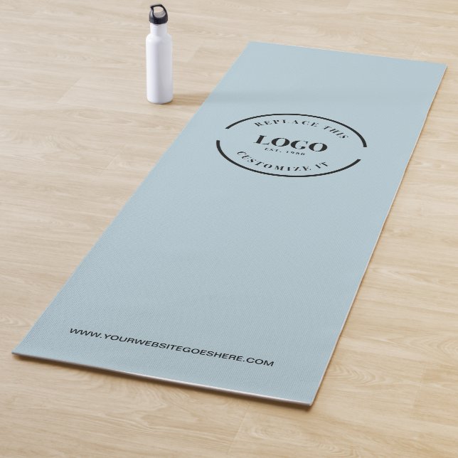 Custom Blue Minimal Business Logo Website Yoga Mat (In Situ)