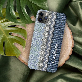 Custom Blue Mint Batik Mosaic Floral Art Pattern Iphone 11 Pro Max Case by CaseConceptCreations at Zazzle
