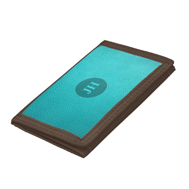 Custom Blue Monogram Trifold Wallet (Bottom)
