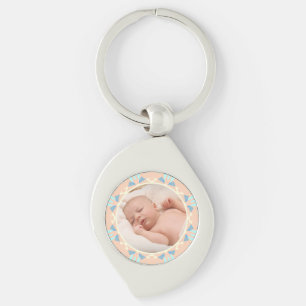 Custom Blue Mother’s Day New Mum Baby Photo Gift Keychain