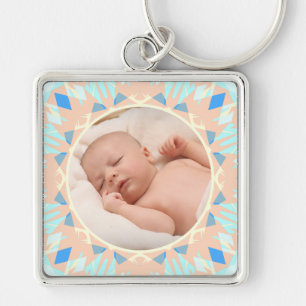 Custom Blue Mother’s Day New Mum Baby Photo Gift Keychain