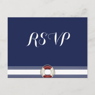 Custom Blue Nautical Wedding RSVP Postcards