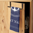 Custom blue Nautical white Anchor Kitchen Towel