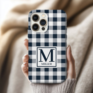 Custom Blue Noir Plaid Phone Case Gift for Her