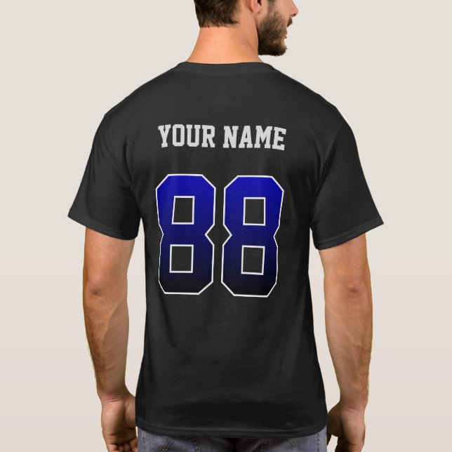 Custom Blue Number 88 Personalized  T-Shirt (Back)
