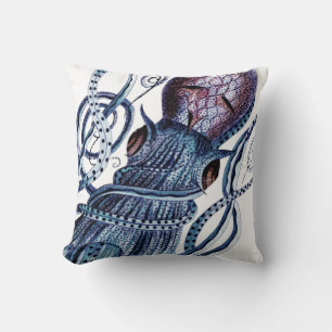 Custom Blue Octopus modern coastal navy teal Throw Pillow