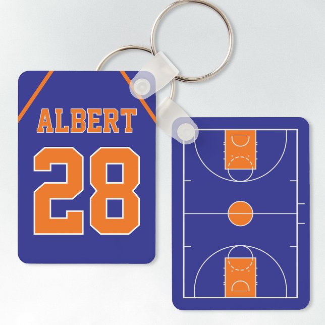 Custom Blue & Orange Basketball Court and Jersey Keychain (Creator Uploaded)