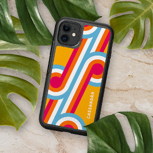 Custom Blue Orange Pink Red Retro Art Pattern iPhone 16 Pro Max Case